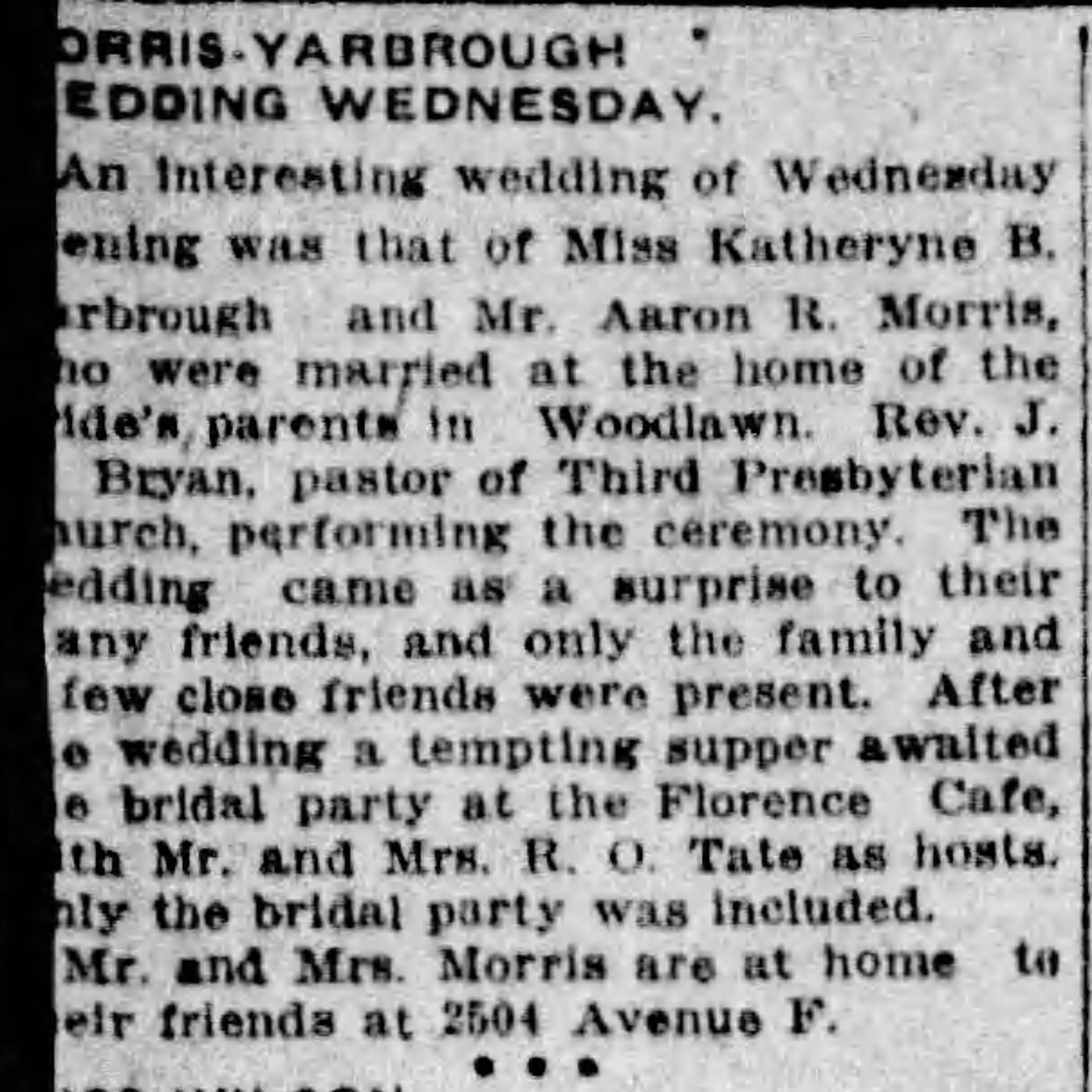 Katheryne B. Yarbrough-Aaron R. Morris